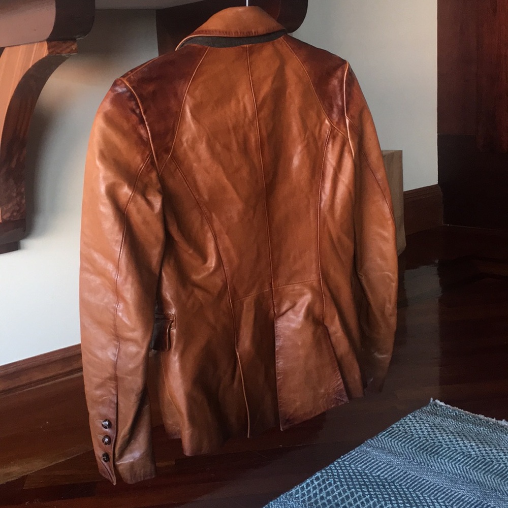 Italian Leather✨Pinko✨~Leather Jacket “Authentic from Italy”Cognac Color - Picture 8 of 11